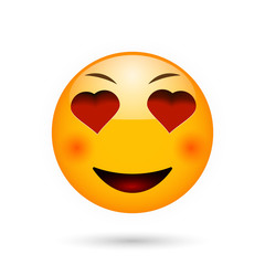In love emoticon. Isolated vector illustration on white background