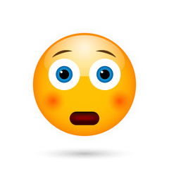 Fototapeta premium Surprised emoticon. Isolated vector illustration on white background