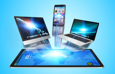 Devices and icons applications connecting to each other