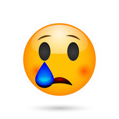 Crying emoticon. Isolated vector illustration on white background