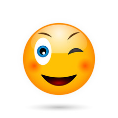 Wink emoticon. Isolated vector illustration on white background
