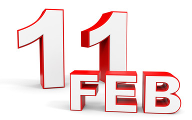 February 11. 3d text on white background.