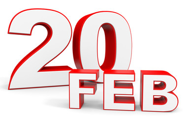 February 20. 3d text on white background.