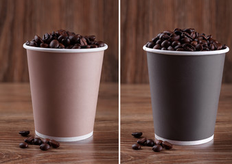 Fototapeta na wymiar coffee beans in a paper cup