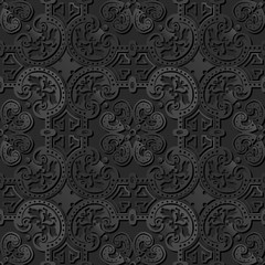 Seamless 3D elegant dark paper art pattern 244 Round Curve Cross
