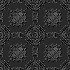 Seamless 3D elegant dark paper art pattern 246 Cross Spiral Kaleidoscope
