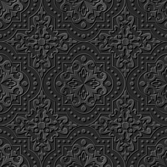 Fototapeta premium Seamless 3D elegant dark paper art pattern 247 Dot Line Round Square 