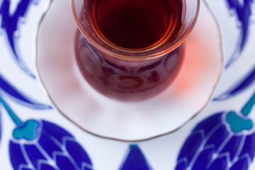 A glass of Turkish black tea