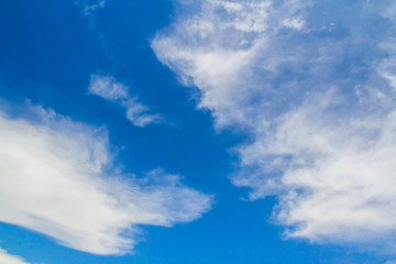 Blue Sky With White Fluffy Cloud In Summer