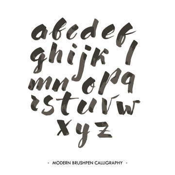 Modern ink Alphabet font. 