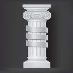 Roman (greek) vector column with ribbon