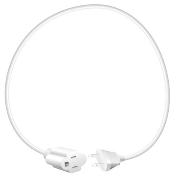 Extension cable forming a circle frame. Three-dimensional isolated vector illustration on white background.