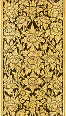 Fototapeta na wymiar Traditional Ancient Thai style Gold painting art Pattern