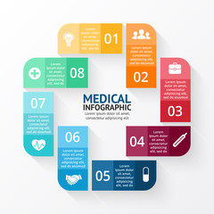 Vector circle plus sign infographic. Template for diagram, graph, presentation and chart. Medical healthcare concept with 4 options, parts, steps or processes. Doctor or hospital logo.