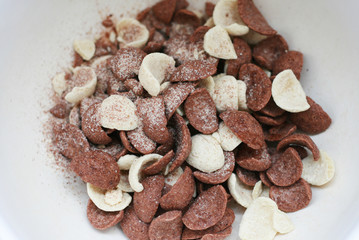 Cereal in white bowl