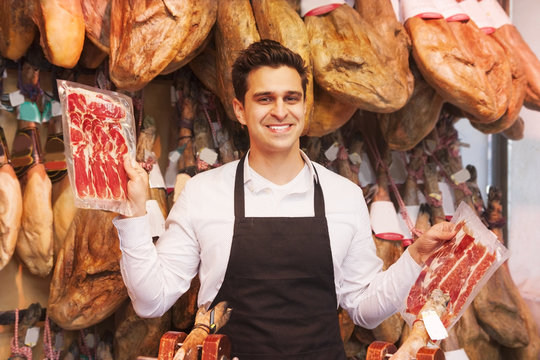 man in the shop jamon