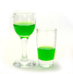 Glass with colored liquid