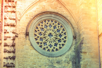 Architectural details, sculptures and ornaments of a church in Spain