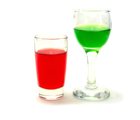 Glass with colored liquid