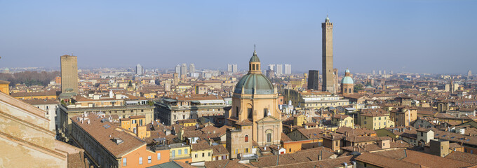 aerial panoramic view to Bologna in Italy
