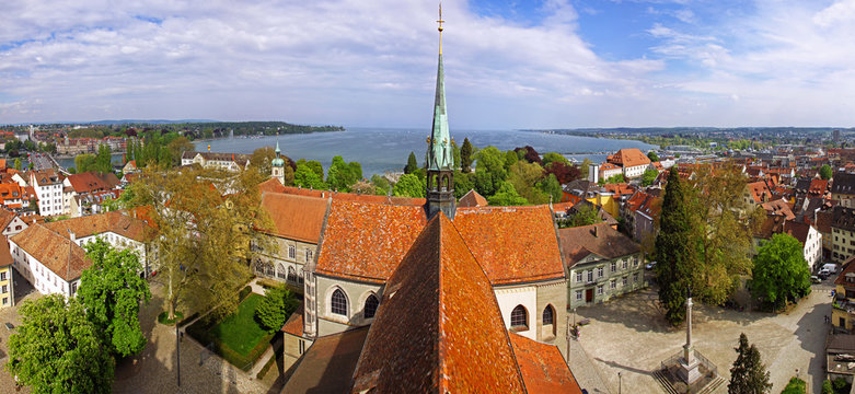 Panoramic view of Konstanz city (Germany) and Town of Kreuzlinge