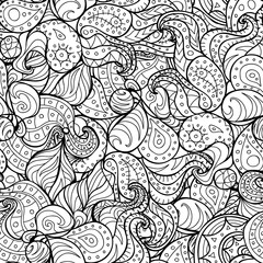 Sewing fabric with Vector doodle seamless pattern. Coloring book for ...