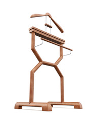 Wooden hanger stand isolated on the white background. 3d illustration.