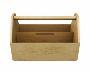 Empty wooden Toolbox. 3d image on white background.