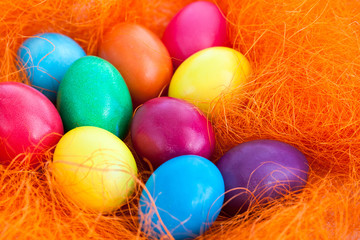 Colorful painted Easter eggs