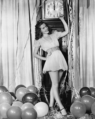 Woman at midnight on New Years Eve 