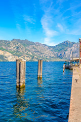 Beautiful peaceful lake Garda, Italy. Malcesine. An Old Town.