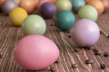 Multi-coloured Easter eggs