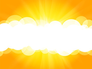 Fototapeta na wymiar clouds yellow background with rays