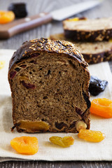Holiday home-made bread with dried fruits.