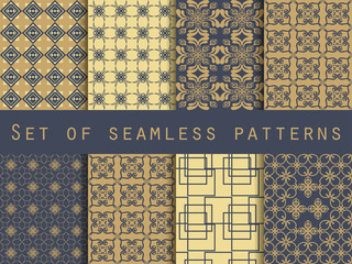 Set of seamless patterns. Geometric patterns. The pattern for wallpaper, tiles, fabrics and designs. Vector.