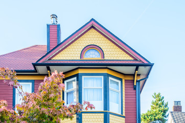 The roof of the house with nice window.