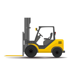 Bare detailed forklift, loader on a white background. flat illustration.