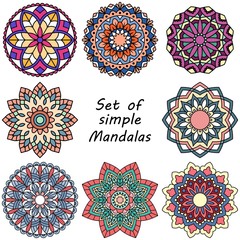Mandala. Set of ethnic round ornaments. 
