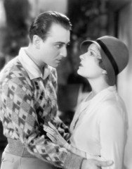 Couple holding each other and talking 