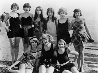 Group of female friends at the beach 