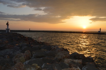 Coucher de soleil sur le port
