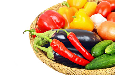 Vegetables in a wattled basket