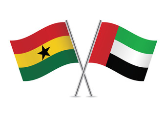 Ghanaian and United Arab Emirates flags. Vector illustration.