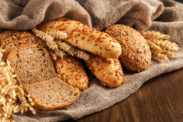 Different types of bread on the table