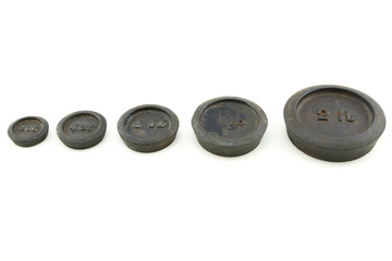 5 Antique Kitchen Scale Weights