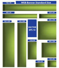 Web banner standard size. Green set. 10 pieces.