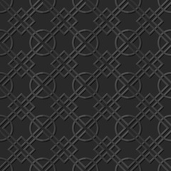 Seamless 3D elegant dark paper art pattern 276 Round Square Check Line
