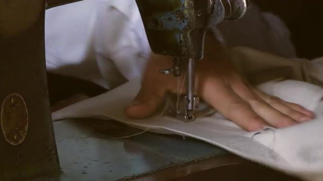 Close up of sewing on sewing machine 