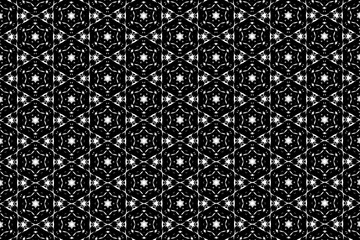 Black-and-white ornament with different elements. 
D