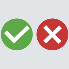 Fototapeta premium Vector flat check mark icons for web and mobile apps. Red and green colors.